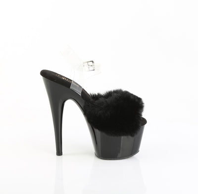 Fluffy Black Fur Platform Sandals Adore-708FUR