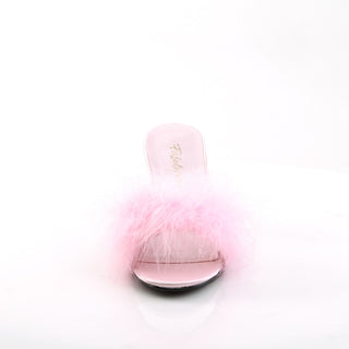Amour-03 Pink Marabou Mules