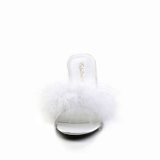 Amour-03 White Marabou Mules