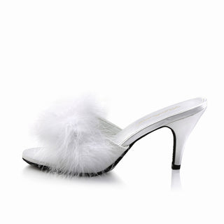 Amour-03 White Marabou Mules