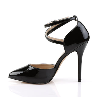 Amuse-25 Black D'Orsay Cross Ankle Strap Heels