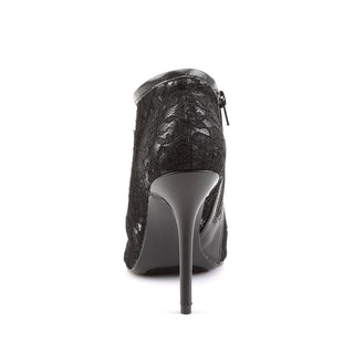 Amuse-56 Open Toe Lace Mesh Black Booties