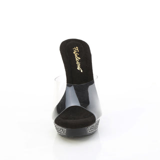 Athena-501 Rhinestone Black Platform Mules