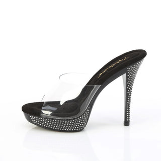 Athena-501 Rhinestone Black Platform Mules
