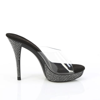 Athena-501 Rhinestone Black Platform Mules
