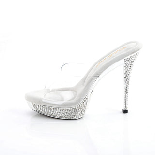 Athena-501 Silver Rhinestones Platform Mules