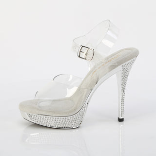 Athena-508 Clear/Silver Rhinestone Platform Sandals