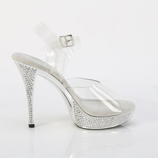 Athena-508 Clear/Silver Rhinestone Platform Sandals