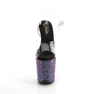 Bejeweled-808MS Clear/Black Rhinestone Platform Sandals
