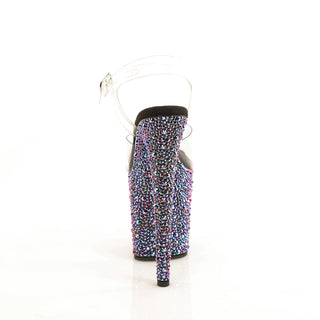 Bejeweled-808MS Clear/Black Rhinestone Platform Sandals