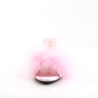 Belle-301F Pink/Clear Marabou Slippers