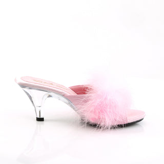 Belle-301F Pink/Clear Marabou Slippers