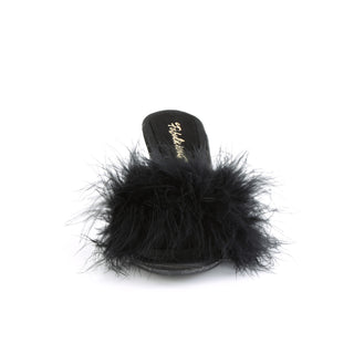 Belle-301F Black/Clear Marabou Slippers