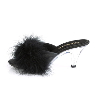 Belle-301F Black/Clear Marabou Slippers