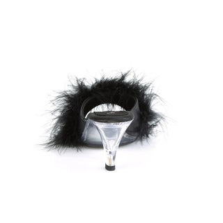 Belle-301F Black/Clear Marabou Slippers