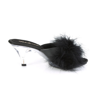 Belle-301F Black/Clear Marabou Slippers