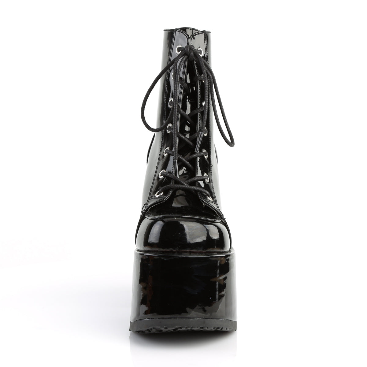 Demonia Camel-203 Black Patent Platform Boots