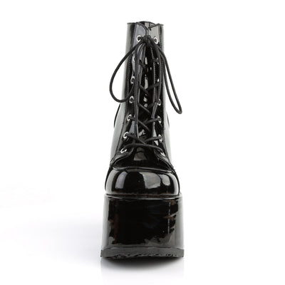 Demonia Camel-203 Black Patent Platform Boots