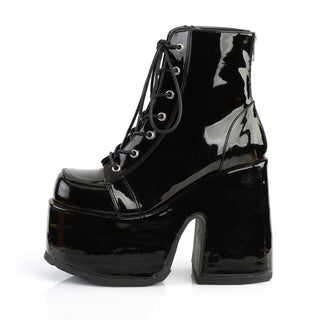 Camel-203 Black Patent Platform Boots