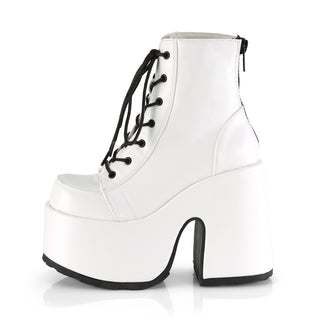 Camel-203 White Platform Boots