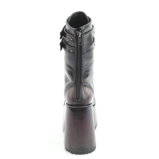 Camel-250 Burgundy Rub-Off Mid-Calf Platform Boots