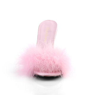 Classique-01F Pink Marabou Fur Slides