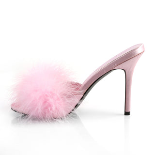Classique-01F Pink Marabou Fur Slides