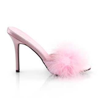 Classique-01F Pink Marabou Fur Slides