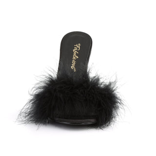 Classique-01F Black Marabou Fur Slides