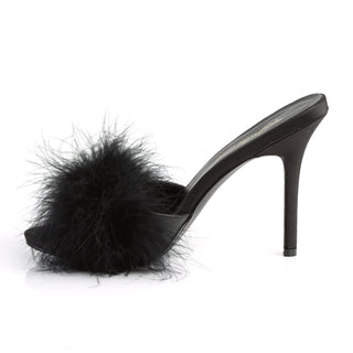 Classique-01F Black Marabou Fur Slides