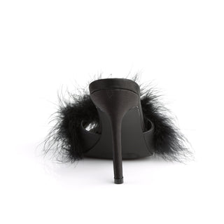 Classique-01F Black Marabou Fur Slides