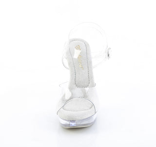 Cocktail-508 Clear Platform Heels with Gray Sole