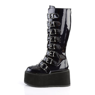 Damned-318 Holographic Black Platform Boots