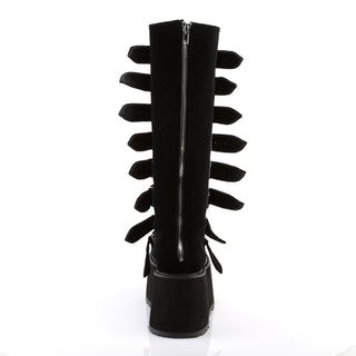 Damned-318 Black Velvet Platform Boots