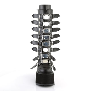 Damned-318 Black Matte Knee High Platform Boots