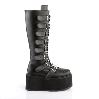 Damned-318 Black Matte Knee High Platform Boots
