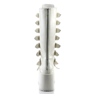 Damned-318 White Knee High Boots