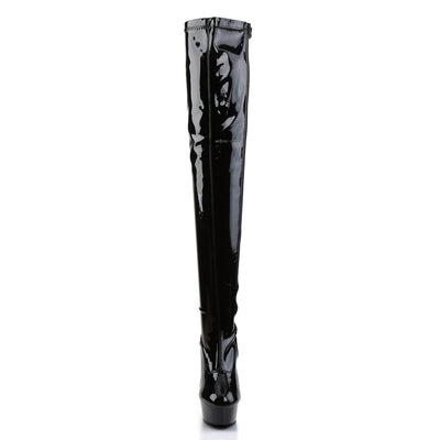 Delight-3000 Thigh-High Platform Boots – Black Patent