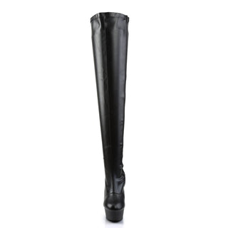 Delight-3000 Black Matte Thigh-High Platform Boots