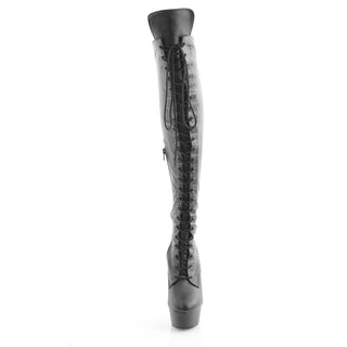 Delight-3014 Black Matte Platform Over-The-Knee Boots