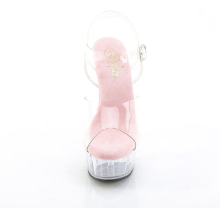 Delight-608 Pink Footbed Clear Sandals