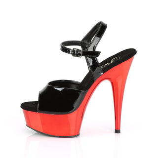 Delight-609 Black/Red Chrome Platform Sandals