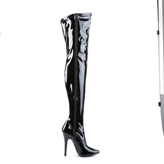 Domina-3000 Black Patent 6-Inch Thigh High Boots