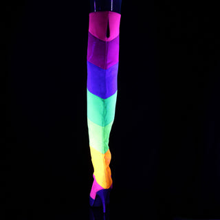 Mardi Gras Rainbow Blacklight Reactive Thigh High Boots