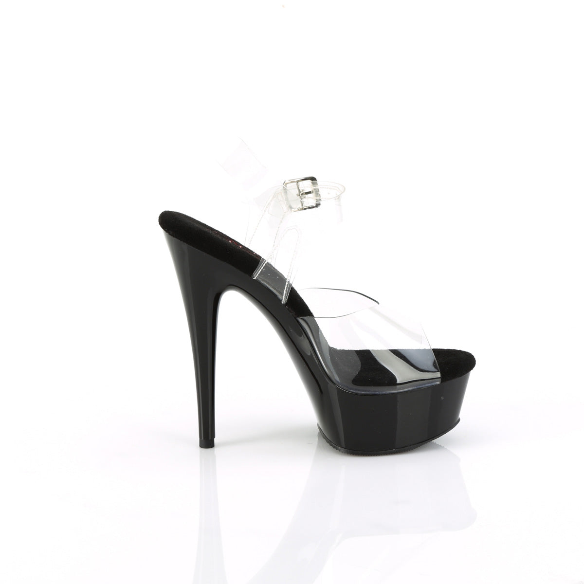 Comfort Width Ankle Strap Clear-Black Sandals Excite-608