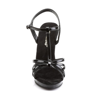 Flair-420 Black Patent T-Strap Heels