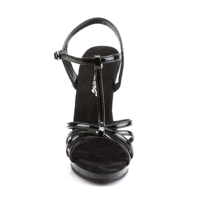 Fabulicious Flair-420 Black Patent T-Strap Heels