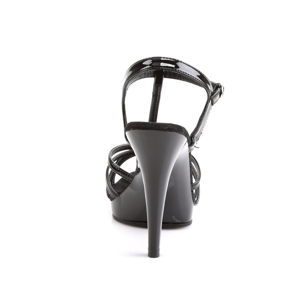 Fabulicious Flair-420 Black Patent T-Strap Heels