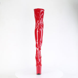 Flamingo-3000 Red Platform Stretch Thigh High Boots