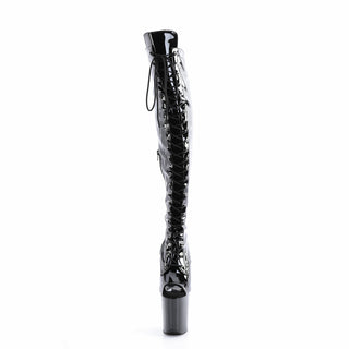 Flamingo-3016 Peep-Toe Slanted Top Pole Boots